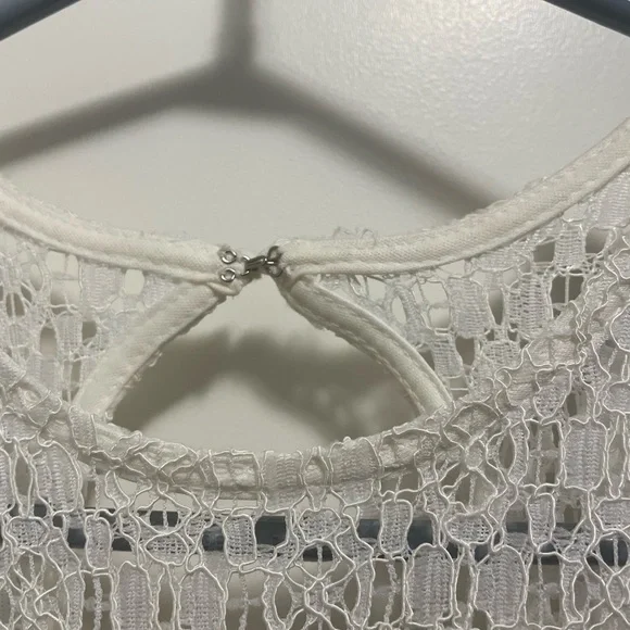 White dress with nude underlay - Picture 2 of 4